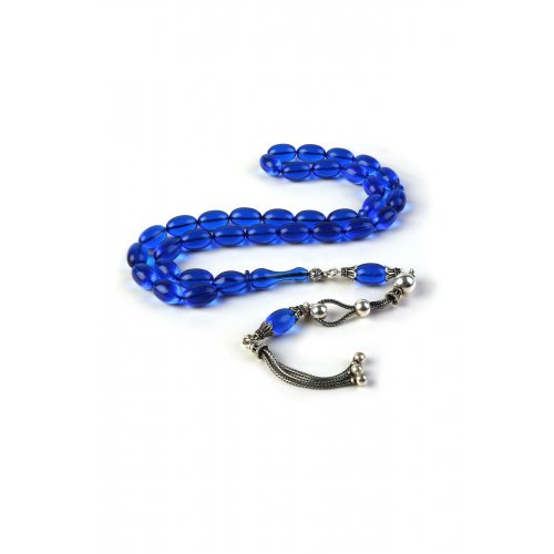 Badem Kesim Uçak Camı 925 Ayar Gümüş Çift Yedek Habbeli Tesbih